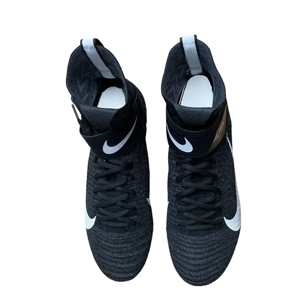 NIKE ALPHA MENACE ELITE 2 FOOTBALL CLEATS MENS 12.5 WIDE BLACK GRAY BV3298-001